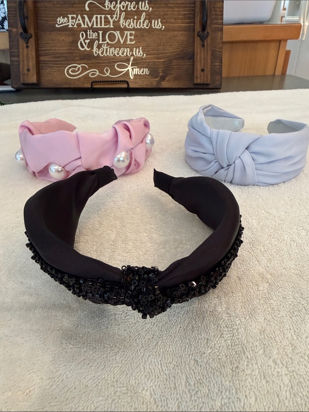 THREE Satin Headbands with Embellishments